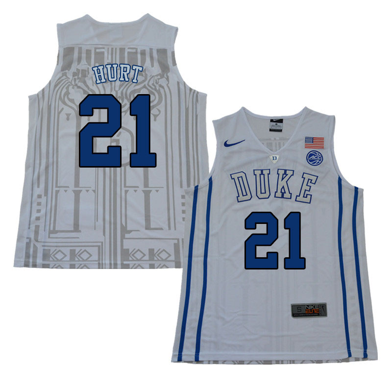 Men #21 Matthew Hurt Duke Blue Devils College Basketball Jerseys Sale-White